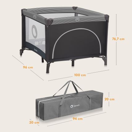 Lionelo - Бебешки манеж BONNIE, сив в скандинавски стил