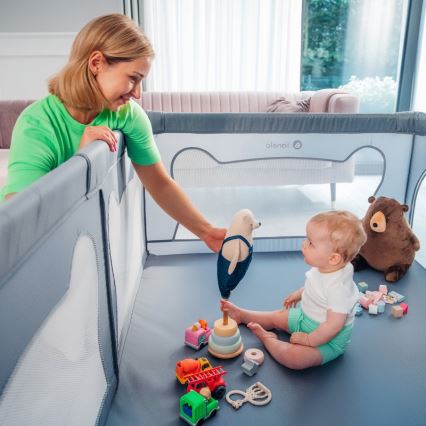 Lionelo - Бебешки манеж WILLOW сив