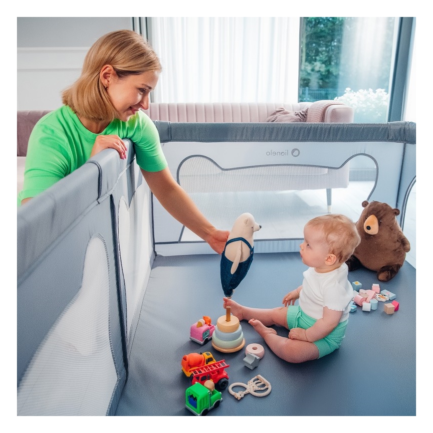 Lionelo - Бебешки манеж WILLOW сив