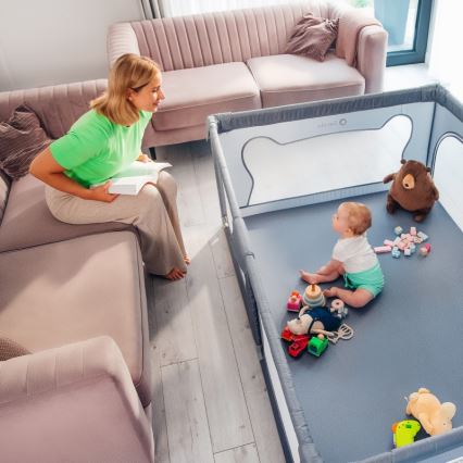 Lionelo - Бебешки манеж WILLOW сив