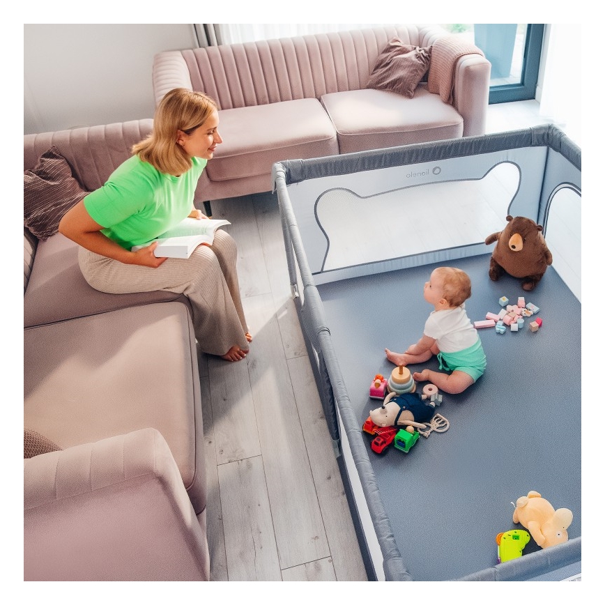 Lionelo - Бебешки манеж WILLOW сив