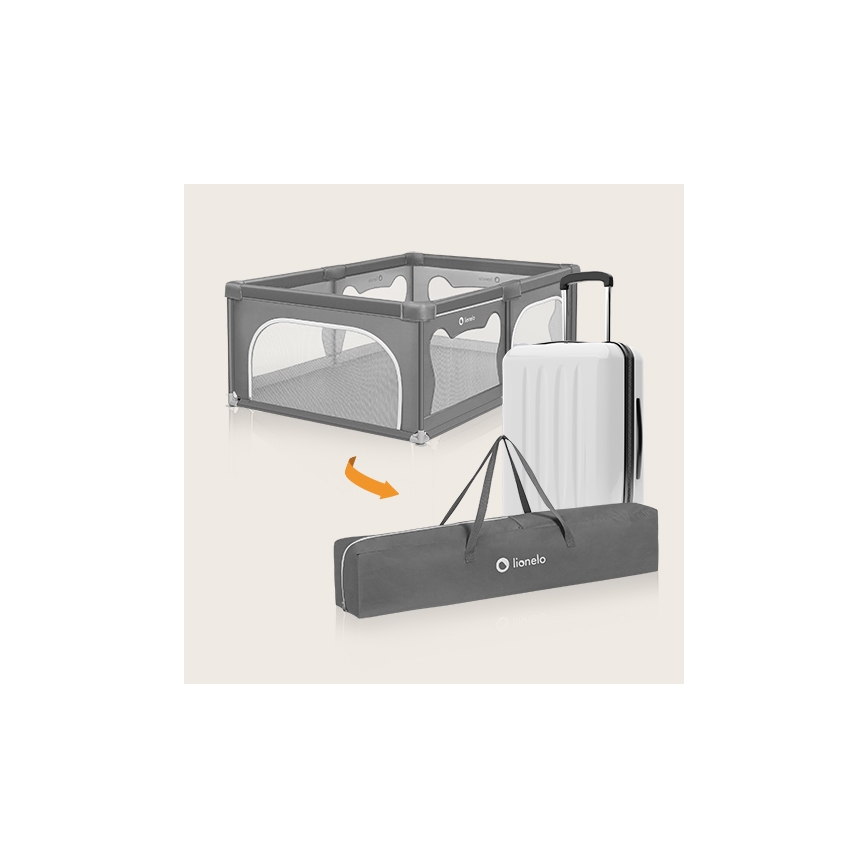 Lionelo - Бебешки манеж WILLOW сив