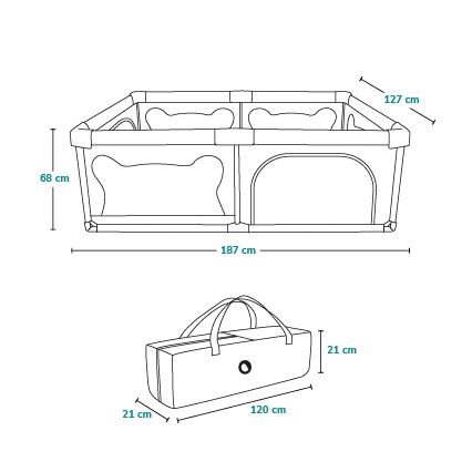 Lionelo - Бебешки манеж WILLOW сив