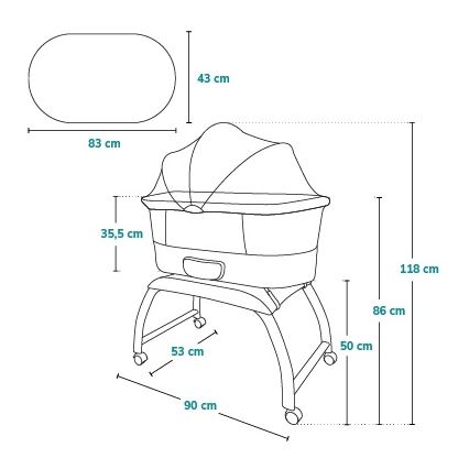 Lionelo - бебешко креватче с везна CORAL бяло