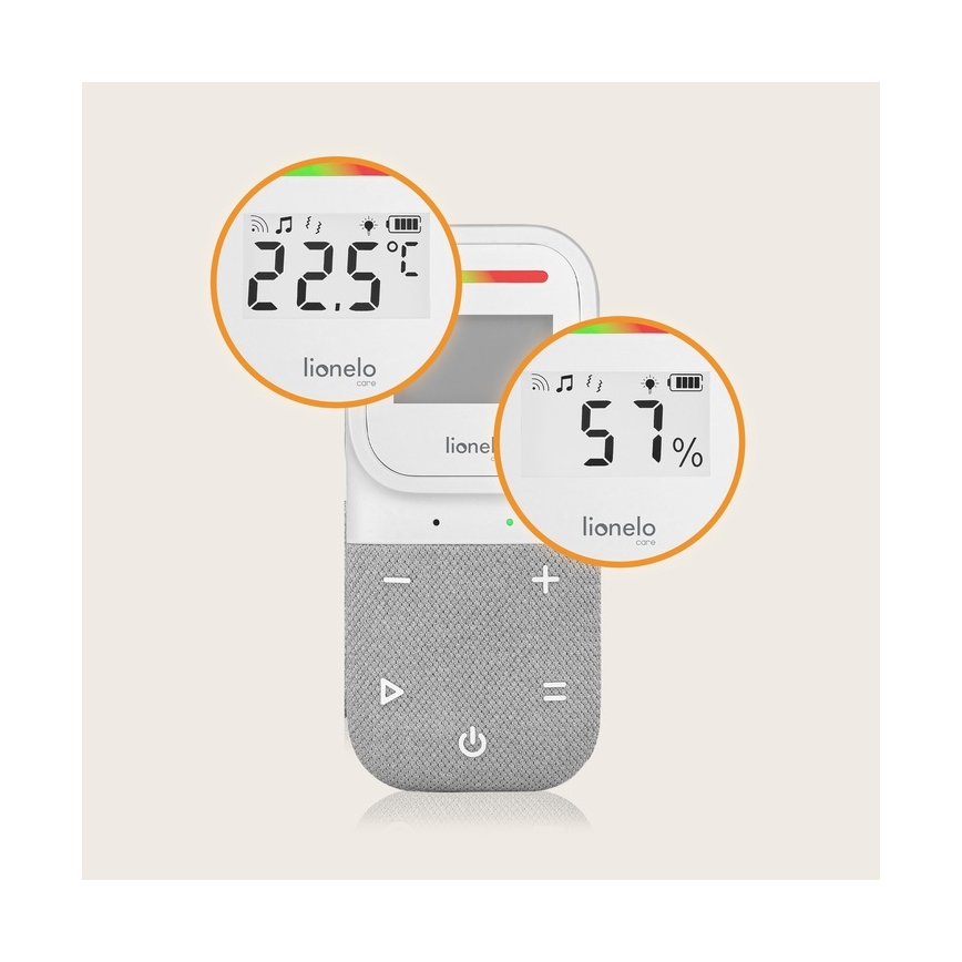 Lionelo - Безжичен детски аудио бебефон с безжично зареждане BABYLINE 2.3 5V
