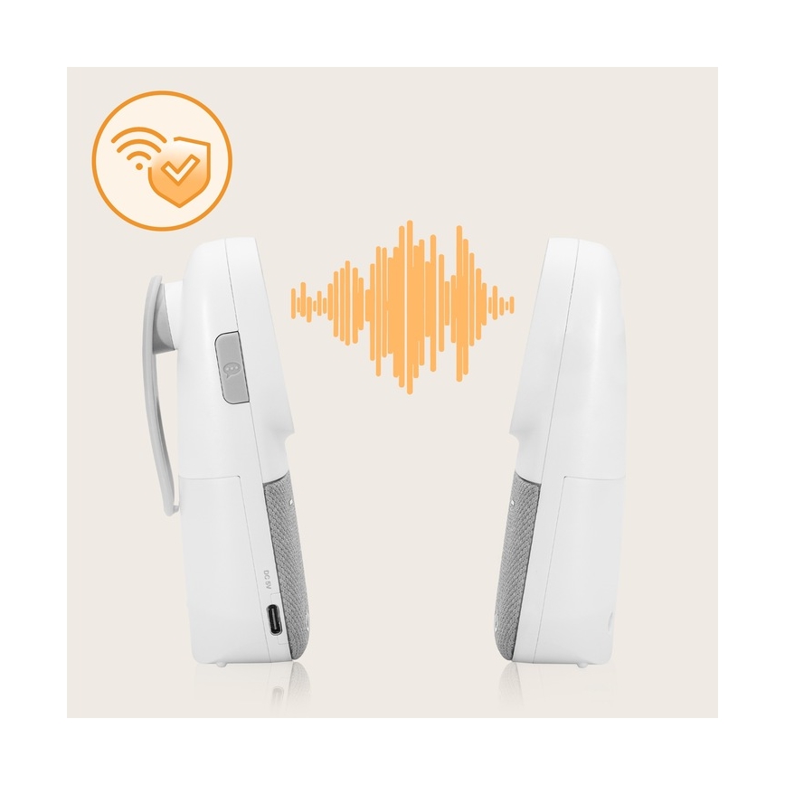 Lionelo - Безжичен детски аудио бебефон с безжично зареждане BABYLINE 2.3 5V