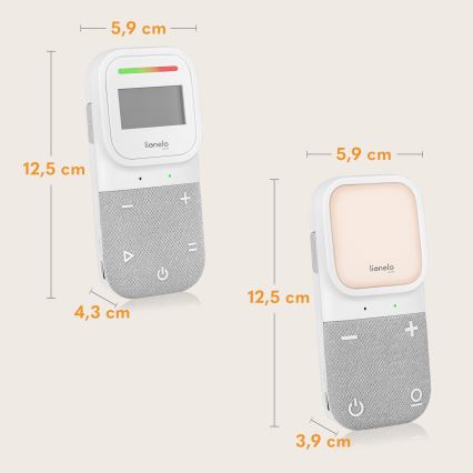 Lionelo - Безжичен детски аудио бебефон с безжично зареждане BABYLINE 2.3 5V