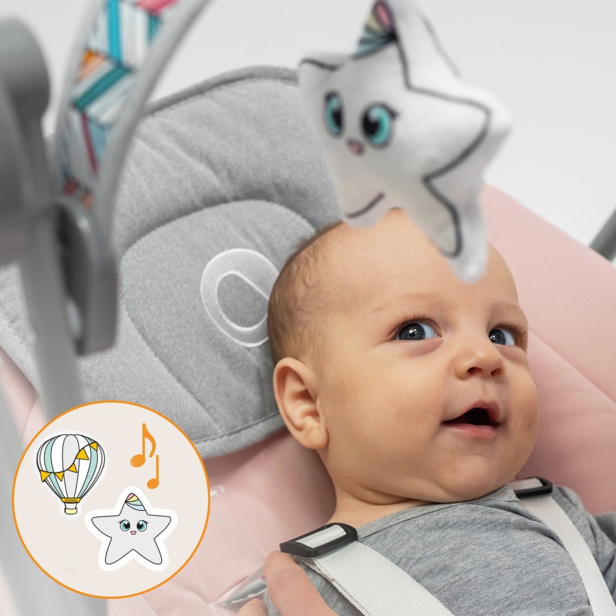 Lionelo - Детска люлка OTTO 4xLR14 Pink Baby