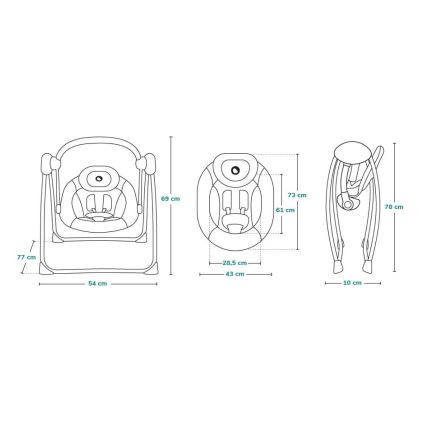 Lionelo - Детска люлка OTTO 4xLR14 Уютно сиво