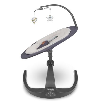 Lionelo - Детска люлка RINA с мелодия, захранване 4xAA, цвят Grey Concrete, с дистанционно управление