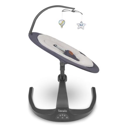 Lionelo - Детска люлка RINA с мелодия, захранване 4xAA, цвят Grey Concrete, с дистанционно управление