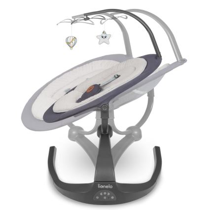 Lionelo - Детска люлка RINA с мелодия, захранване 4xAA, цвят Grey Concrete, с дистанционно управление
