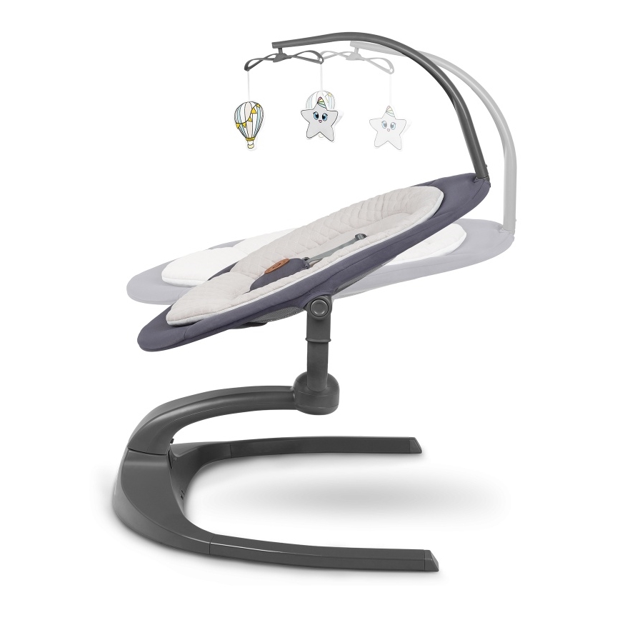 Lionelo - Детска люлка RINA с мелодия, захранване 4xAA, цвят Grey Concrete, с дистанционно управление