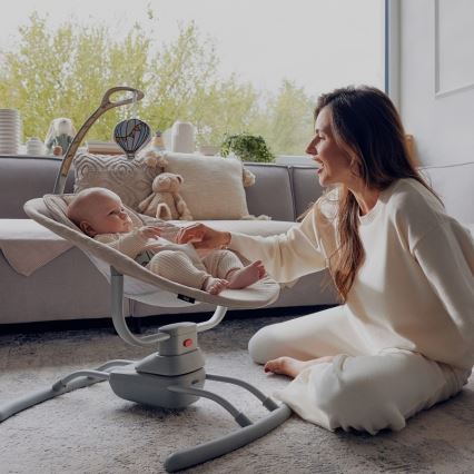 Lionelo - Детска люлка RIO с мелодия, 4xC, цвят бежово латте + дистанционно управление