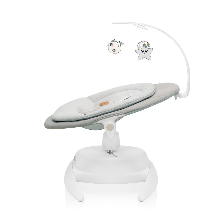 Lionelo - Детска люлка с мелодии MELL Beige Sand 4xAA + дистанционно управление