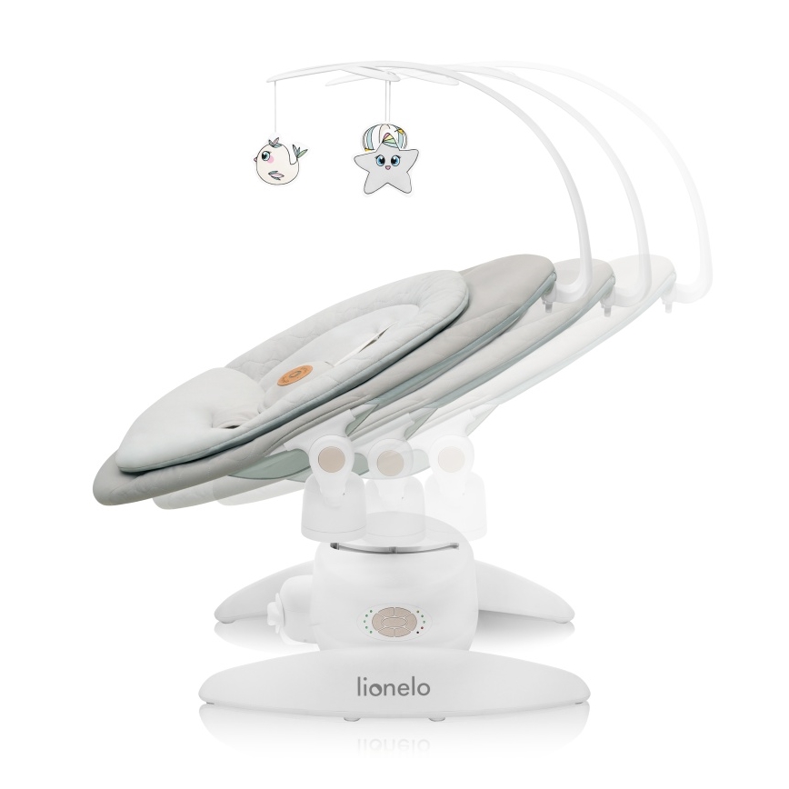 Lionelo - Детска люлка с мелодии MELL Beige Sand 4xAA + дистанционно управление