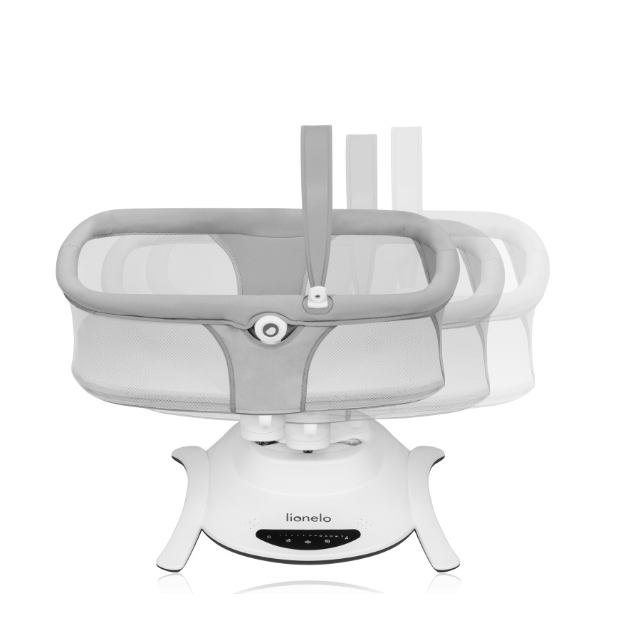 Lionelo - Детска люлка с мелодия 2 в 1 BELLA 4xAA бетонно сива + дистанционно управление