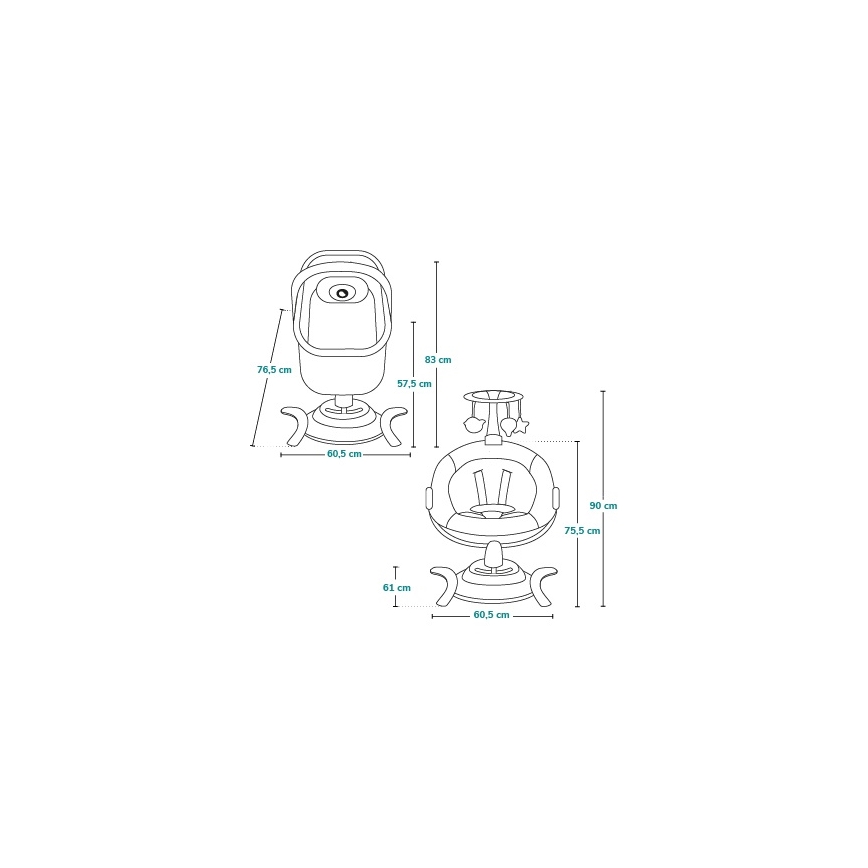 Lionelo - Детска люлка с мелодия 2 в 1 BELLA 4xAA бетонно сива + дистанционно управление