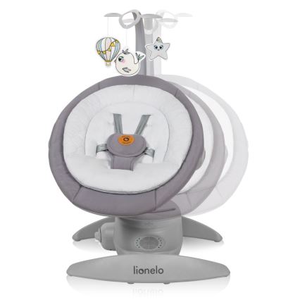 Lionelo - Детска люлка с мелодия MELL Grey Stone 4xAA + дистанционно управление