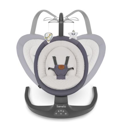 Lionelo - Детска люлка с мелодия RALF 4xAA графитено сиво + дистанционно управление
