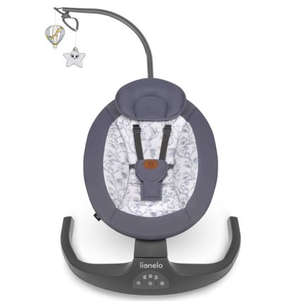 Lionelo - Детска люлка с мелодия RALF 4xAA Сиво/Бяло + дистанционно управление