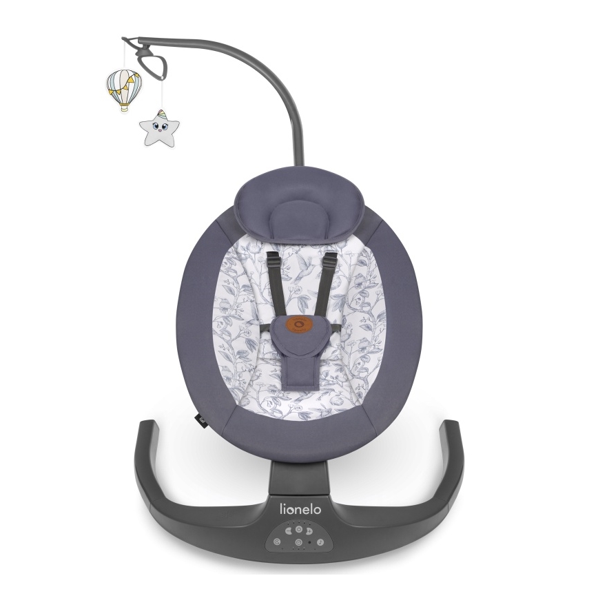 Lionelo - Детска люлка с мелодия RALF 4xAA Сиво/Бяло + дистанционно управление