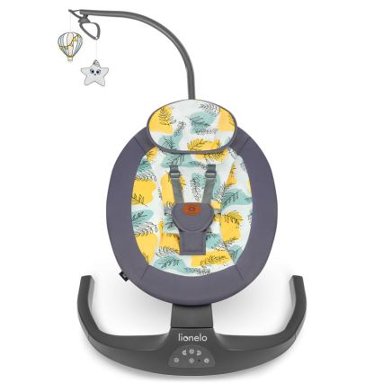 Lionelo - Детска люлка с мелодия RALF, захранване 4xAA, с дистанционно управление, цвят Grey Concrete