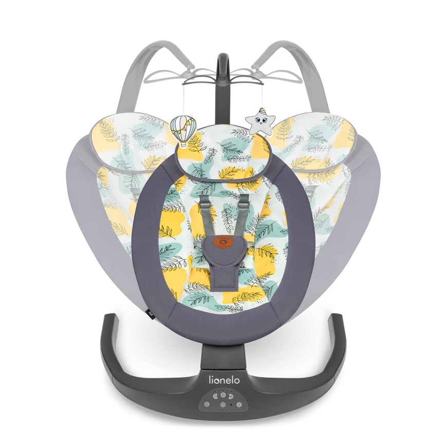 Lionelo - Детска люлка с мелодия RALF, захранване 4xAA, с дистанционно управление, цвят Grey Concrete