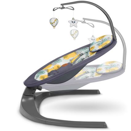 Lionelo - Детска люлка с мелодия RALF, захранване 4xAA, с дистанционно управление, цвят Grey Concrete