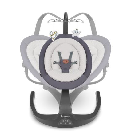 Lionelo - Детска люлка с мелодия RINA 4xAA бетонно сив + дистанционно управление