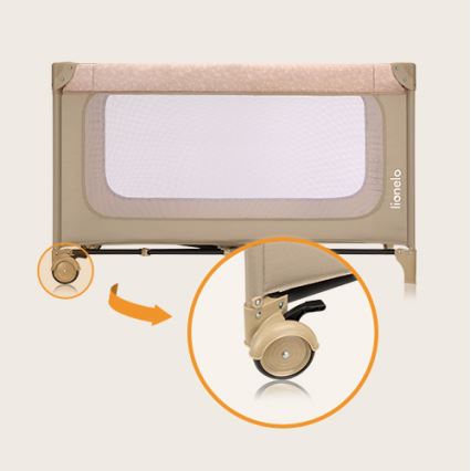 Lionelo - Детска пътна кошара JASMIN EASY FOLD, бежов пясък