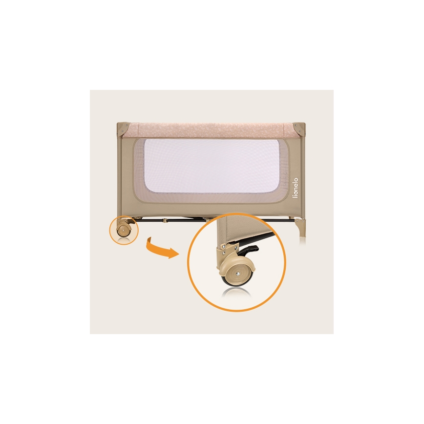 Lionelo - Детска пътна кошара JASMIN EASY FOLD, бежов пясък