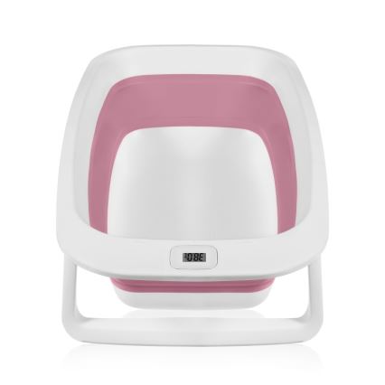 Lionelo - Детска сгъваема вана с термометър BABY BUBBLE 2x LR44 Розова магнолия