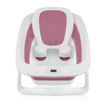 Lionelo - Детска сгъваема вана с термометър BABY BUBBLE 2x LR44 Розова магнолия