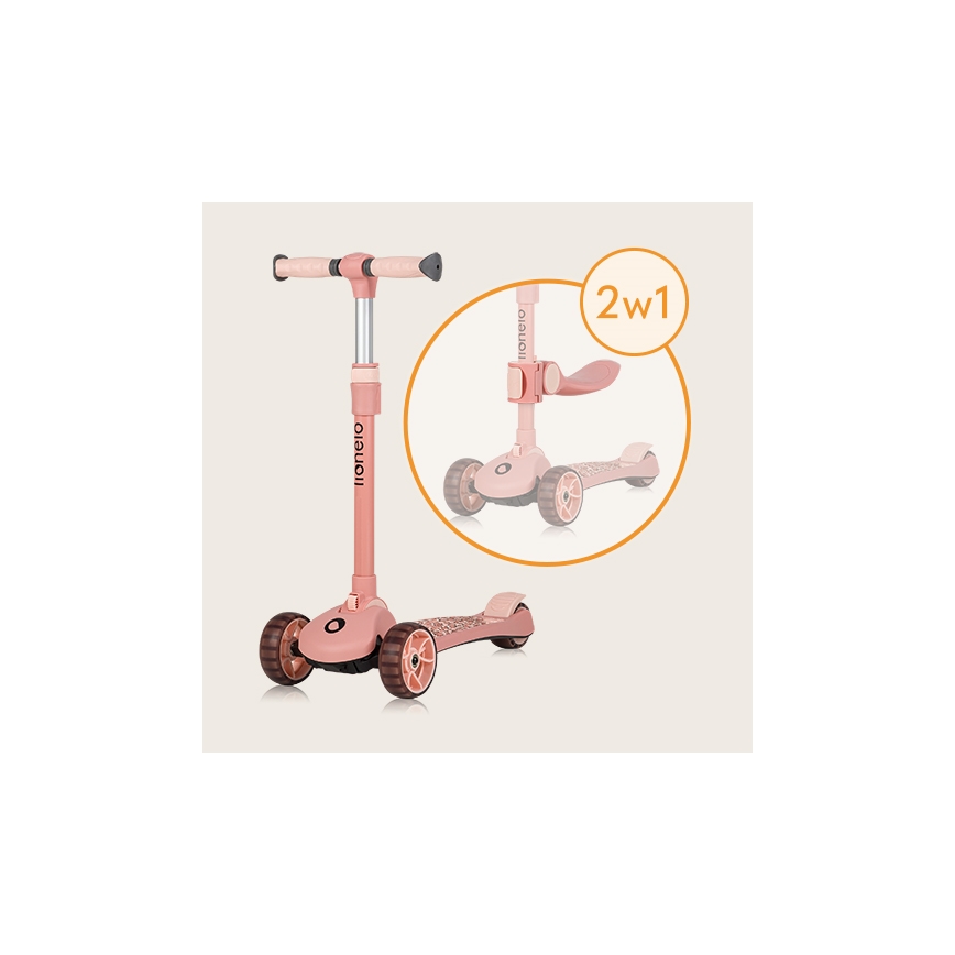 Lionelo - Детска тротинетка 2 в 1 FRANKY розова
