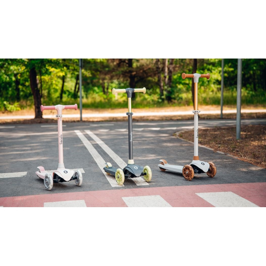 Lionelo - Детска тротинетка JESSY 3xAA сива/зелена