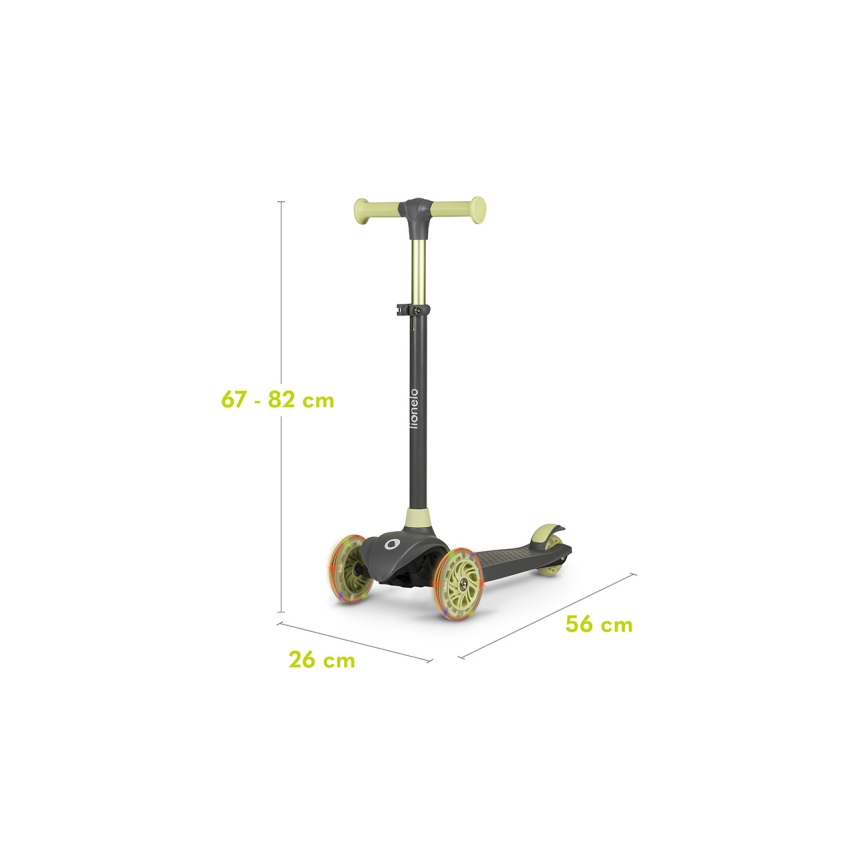 Lionelo - Детска тротинетка JESSY 3xAA сива/зелена