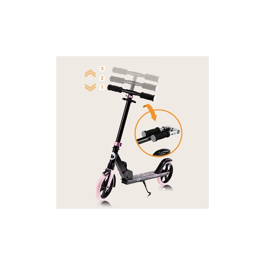 Lionelo - Детска тротинетка LUCA черна/розова