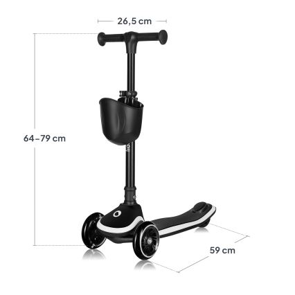 Lionelo - Детска тротинетка MEY 3xAAA Black Onyx