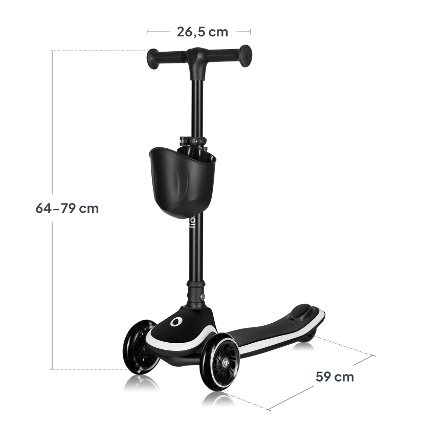 Lionelo - Детска тротинетка MEY 3xAAA Black Onyx