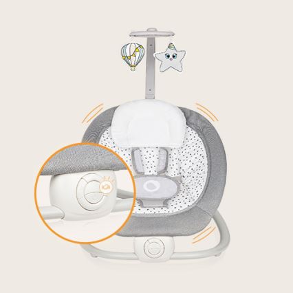 Lionelo - Детска вибрираща люлка с мелодия PASCAL 2xAA сива