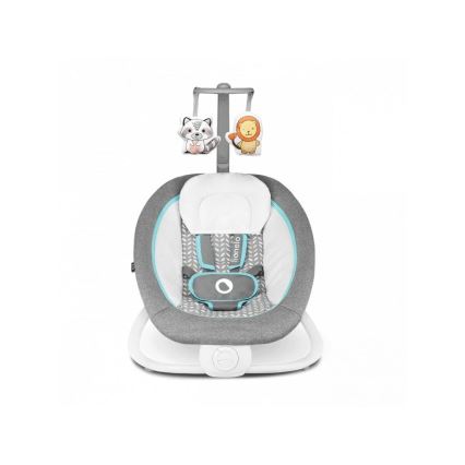 Lionelo - Детска вибрираща люлка с мелодия PASCAL 2xAA сива/тюркоазна