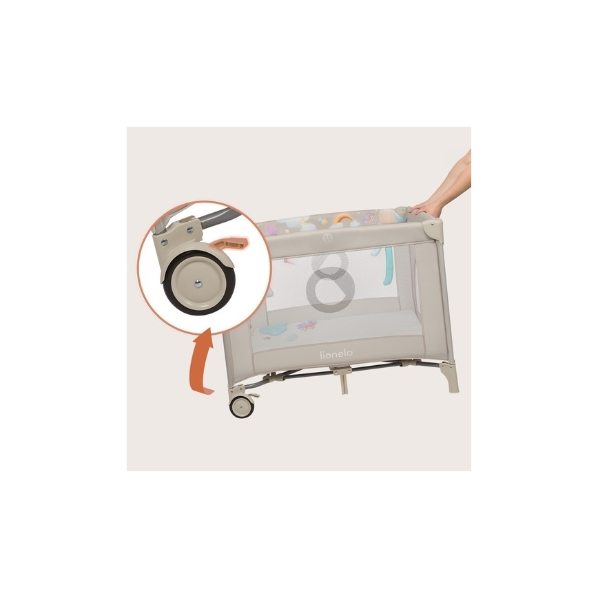 Lionelo - Детски манеж MILLE PLUS Сиво-бежов