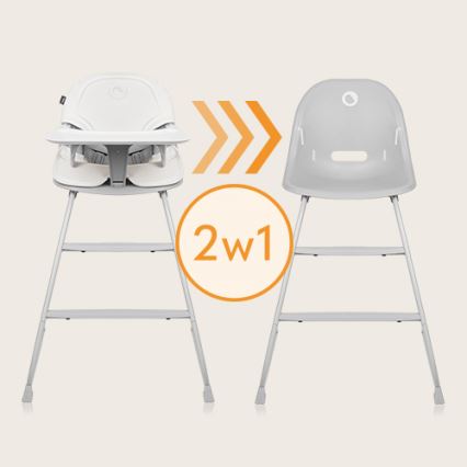 Lionelo - Детски стол за хранене 2 в 1 DALIA бял/сив