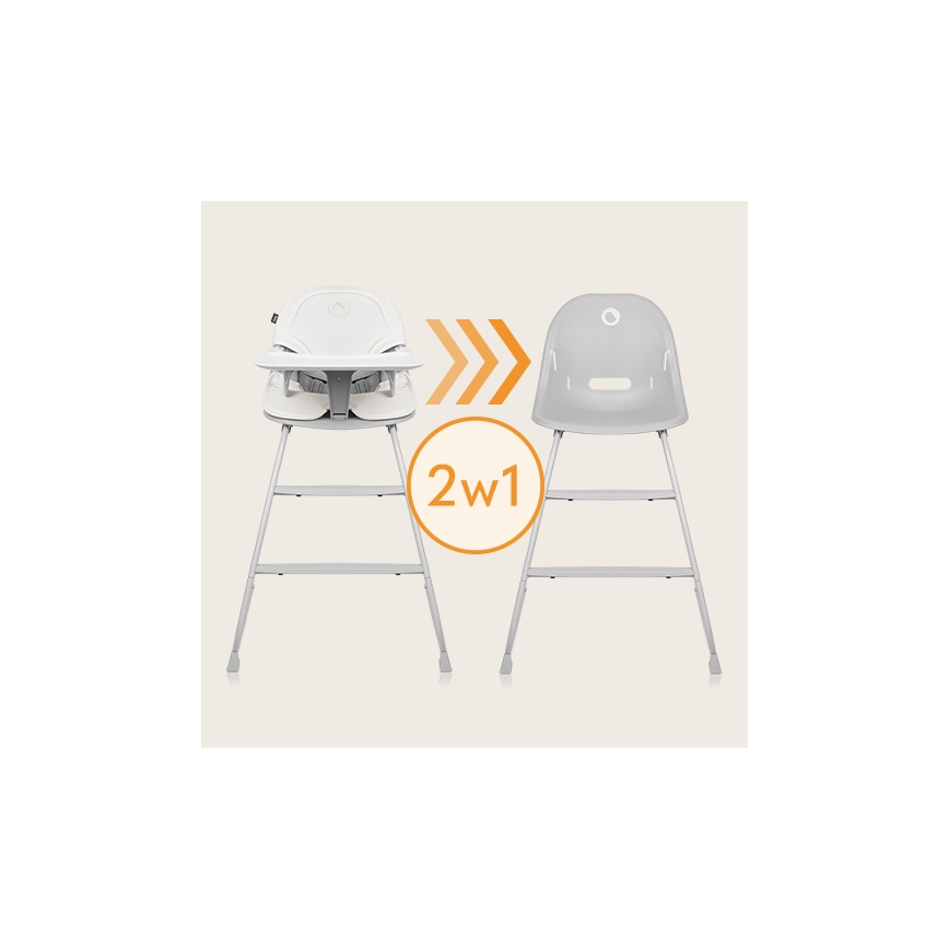 Lionelo - Детски стол за хранене 2 в 1 DALIA бял/сив