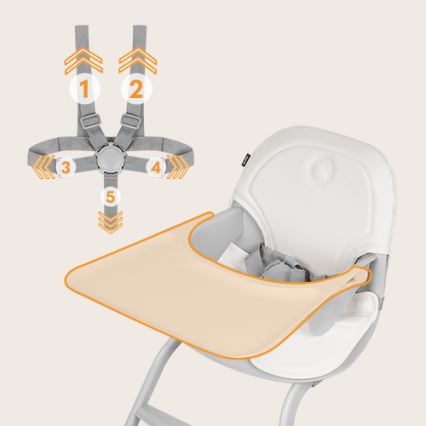 Lionelo - Детски стол за хранене 2 в 1 DALIA бял/сив