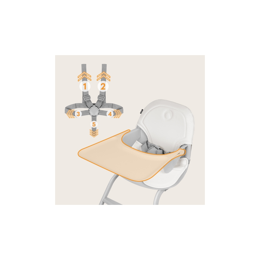 Lionelo - Детски стол за хранене 2 в 1 DALIA бял/сив