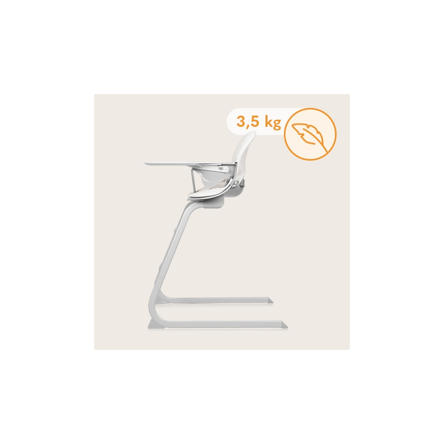 Lionelo - Детски стол за хранене 2 в 1 DALIA бял/сив