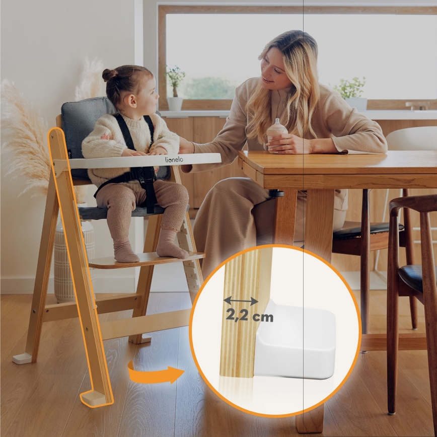 Lionelo - Детски стол за хранене 3 в 1 FLORIS White Natural