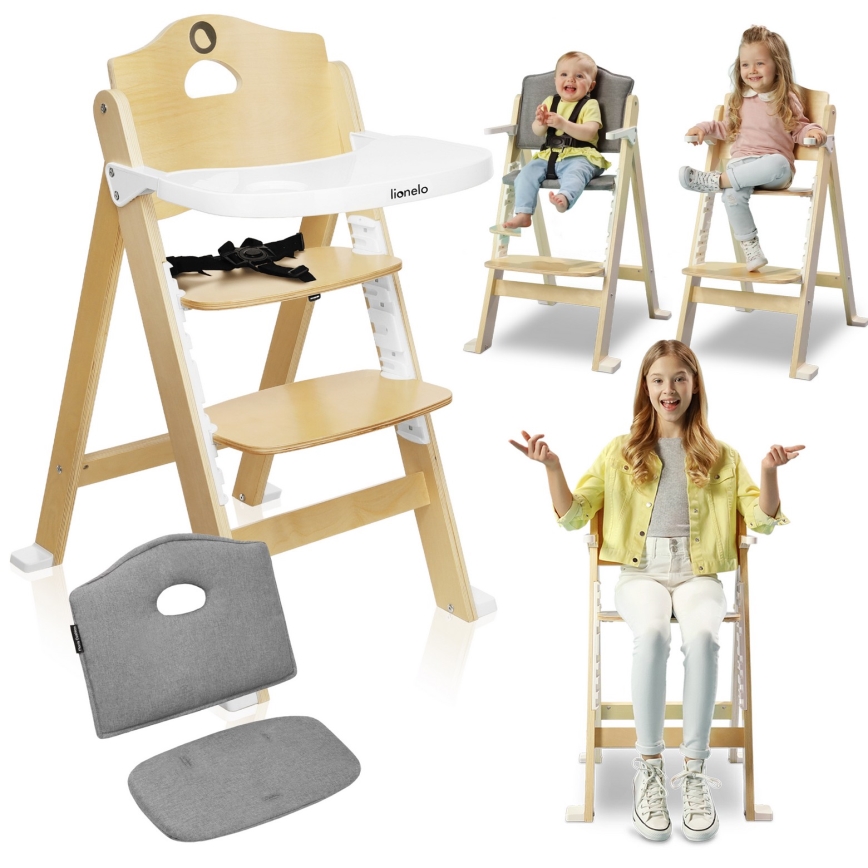 Lionelo - Детски стол за хранене 3 в 1 FLORIS White Natural
